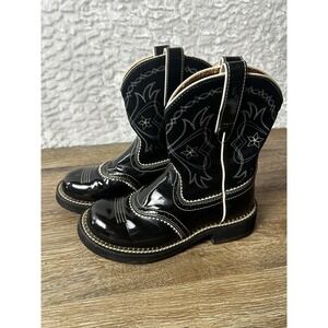 Ariat ATS Fatbaby Womens Black Patent Leather Western Cowboy Boots Rodeo Country